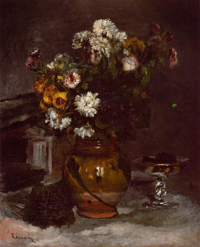 Flores em um vaso e uma taça de champanhe (Pierre-Auguste Renoir) - Reprodução com Qualidade Museu