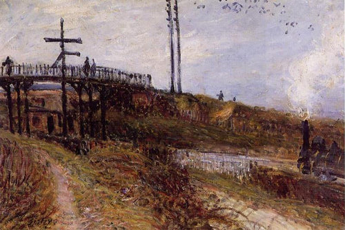 Passarela sobre a ferrovia em Sevres (Alfred Sisley) - Reprodução com Qualidade Museu