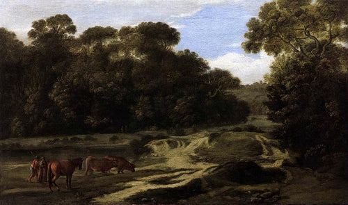 Caminho da floresta com pastores e rebanho (Claude Lorrain) - Reprodução com Qualidade Museu