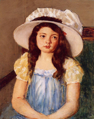 Françoise com um grande chapéu branco (Mary Cassatt) - Reprodução com Qualidade Museu