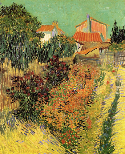 Jardim atrás de uma casa (Vincent Van Gogh) - Reprodução com Qualidade Museu