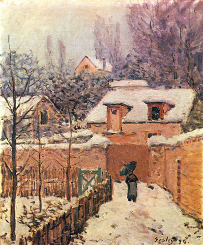 Jardim em Louveciennes na neve (Alfred Sisley) - Reprodução com Qualidade Museu