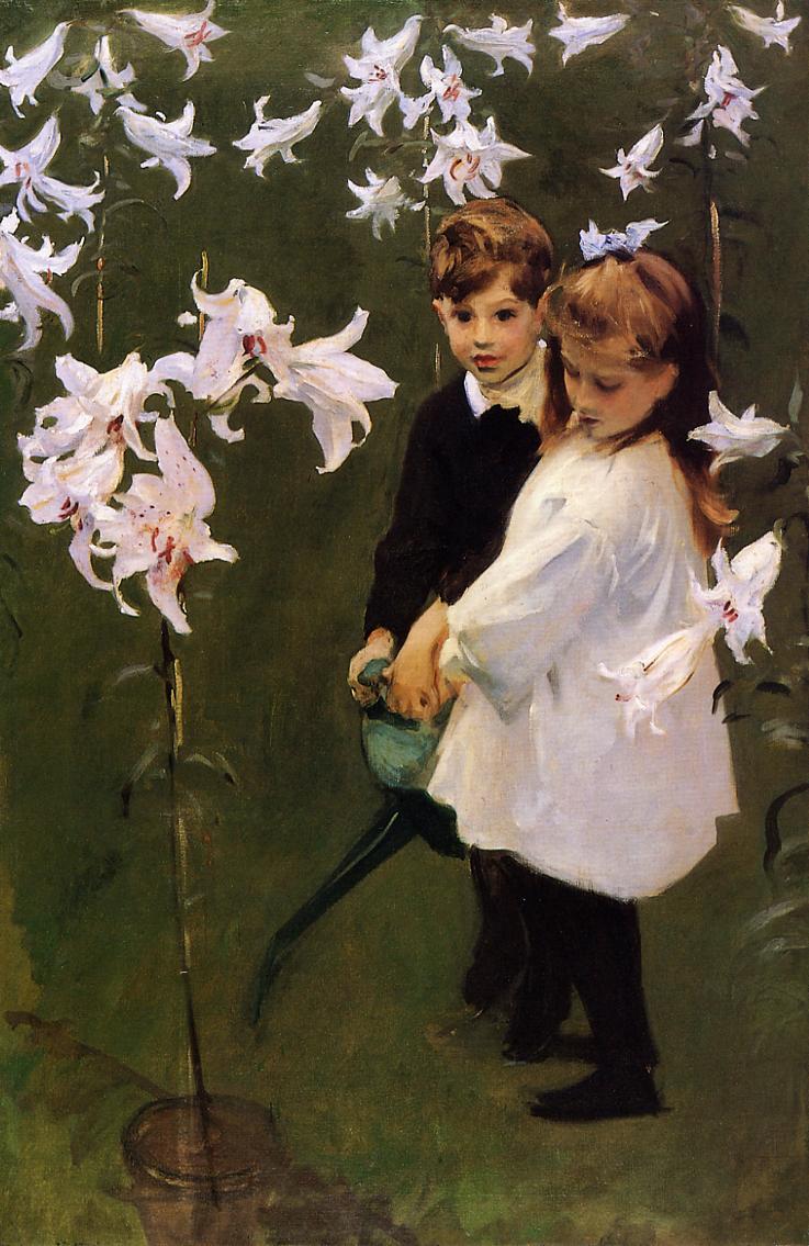 Estudo de jardim das crianças Vickers (John Singer Sargent) - Reprodução com Qualidade Museu