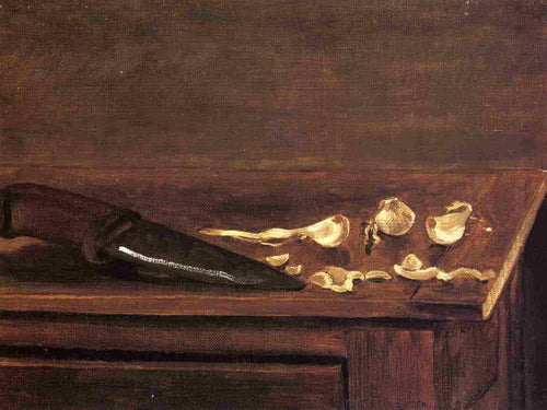 Cravo e faca de alho no canto de uma mesa (Gustave Caillebotte) - Reprodução com Qualidade Museu
