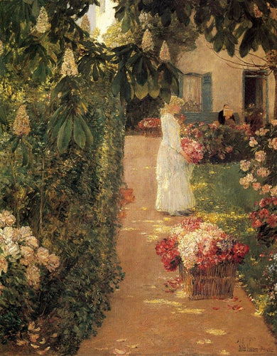 Colhendo flores em um jardim francês (Childe Hassam) - Reprodução com Qualidade Museu