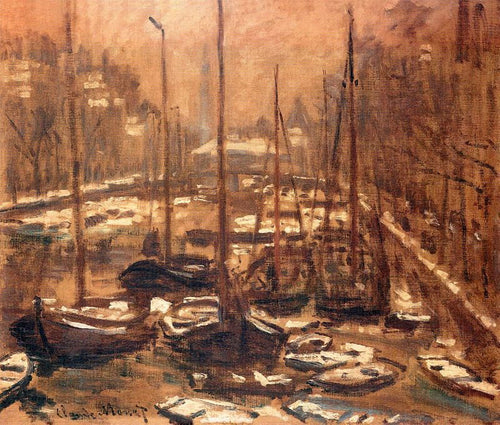 Geldersekade de Amsterdam Invierno (Claude Monet) - Reprodução com Qualidade Museu