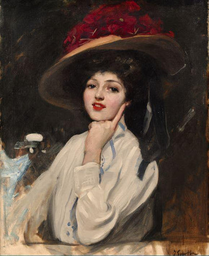 Retrato de uma jovem com chapéu - Raquel Meller (Joaquin Sorolla) - Reprodução com Qualidade Museu