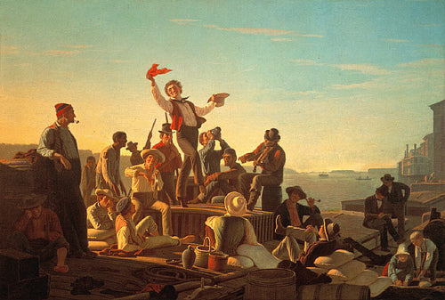 Jolly Flatboatmen In Port (George Caleb Bingham) - Reprodução com Qualidade Museu
