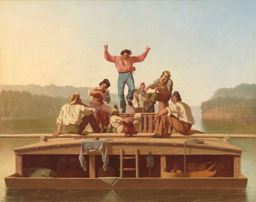The Jolly Flatboatmen (George Caleb Bingham) - Reprodução com Qualidade Museu