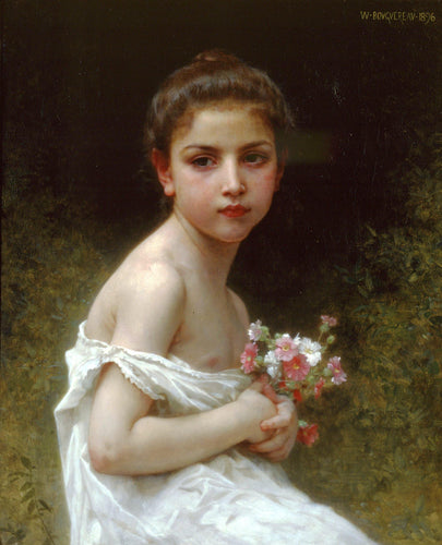 Bouquet de Menina (William-Adolphe Bouguereau) - Reprodução com Qualidade Museu
