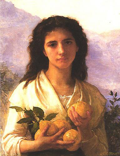 Menina segurando limões (William-Adolphe Bouguereau) - Reprodução com Qualidade Museu