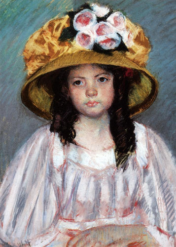 Menina com um grande chapéu (Mary Cassatt) - Reprodução com Qualidade Museu