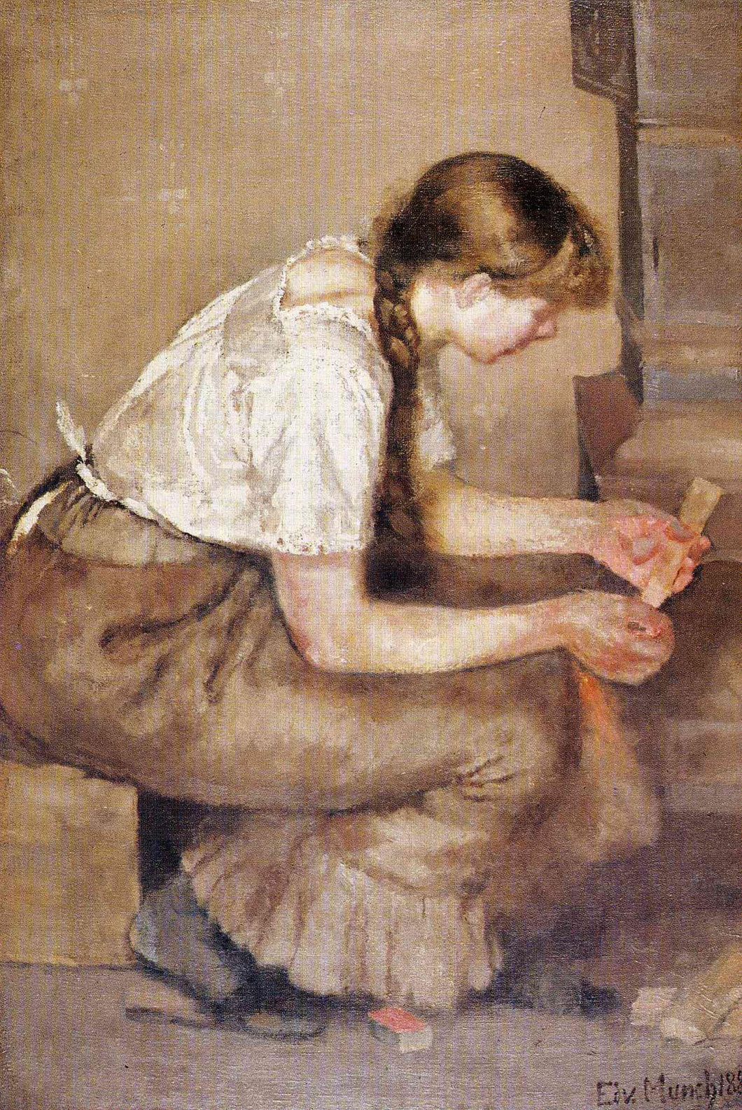 Menina acendendo um fogão (Edvard Munch) - Reprodução com Qualidade Museu