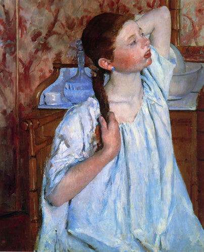 Menina Arranjando o Cabelo (Mary Cassatt) - Reprodução com Qualidade Museu
