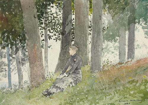 Menina sentada em um bosque (Winslow Homer) - Reprodução com Qualidade Museu