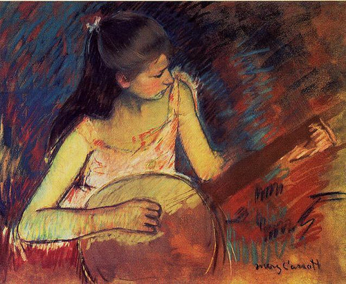 Menina com um banjo (Mary Cassatt) - Reprodução com Qualidade Museu