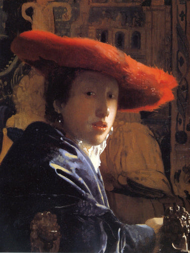 Menina com chapéu vermelho (Johannes Vermeer) - Reprodução com Qualidade Museu