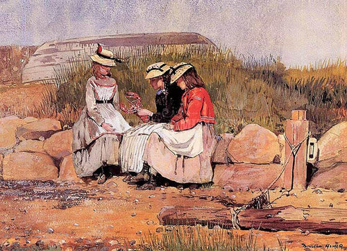 Meninas Com Lagosta (Winslow Homer) - Reprodução com Qualidade Museu
