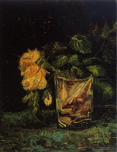 Copo com rosas (Vincent Van Gogh) - Reprodução com Qualidade Museu