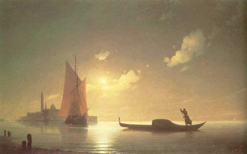 Gondoleiro no mar à noite (Ivan Aivazovsky) - Reprodução com Qualidade Museu