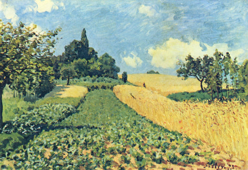 Campos de grãos nas colinas de Argenteuil (Alfred Sisley) - Reprodução com Qualidade Museu