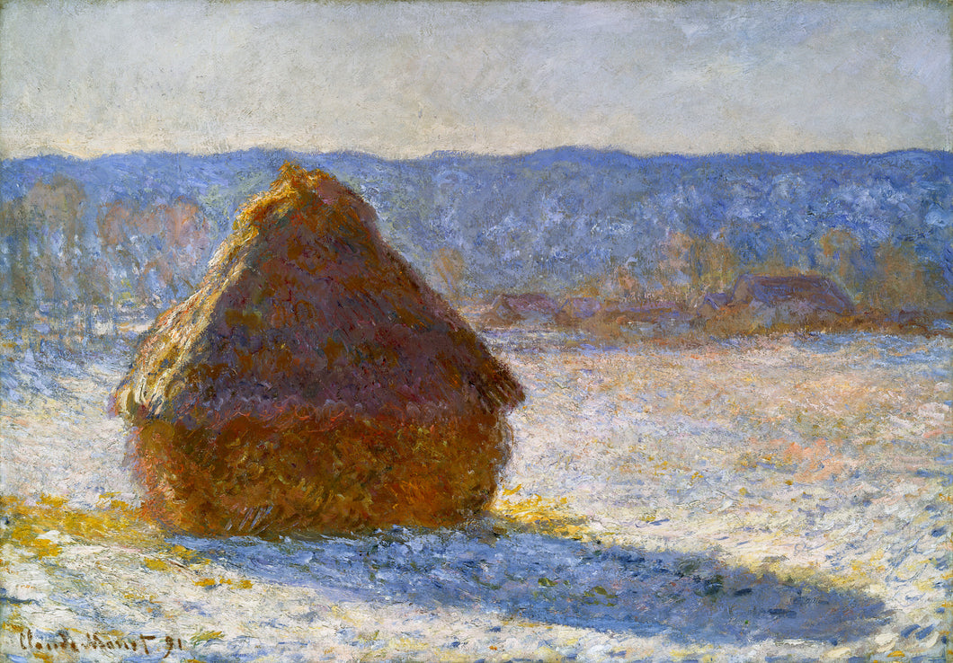 Grainstack In The Morning Snow Effect (Claude Monet) - Reprodução com Qualidade Museu