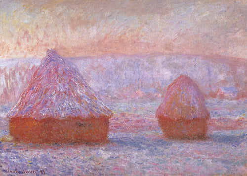 Grainstacks em Giverny, Morning Effect (Claude Monet) - Reprodução com Qualidade Museu