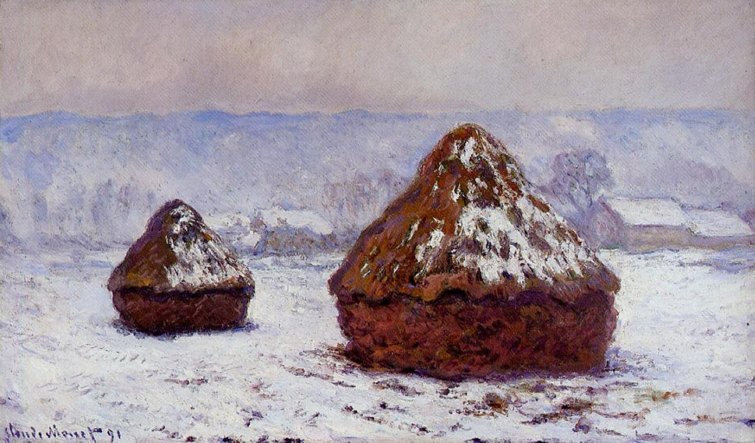 Efeito de neve Grainstacks (Claude Monet) - Reprodução com Qualidade Museu