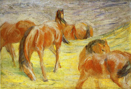 Cavalos Pastando (Franz Marc) - Reprodução com Qualidade Museu