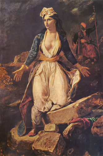 Grécia Expirando nas Ruínas de Missolonghi (Eugene Delacroix) - Reprodução com Qualidade Museu