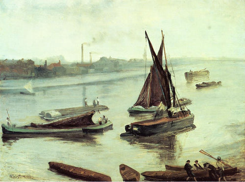 Cinza e prata, antigo alcance de Battersea (James Abbott McNeill Whistler) - Reprodução com Qualidade Museu