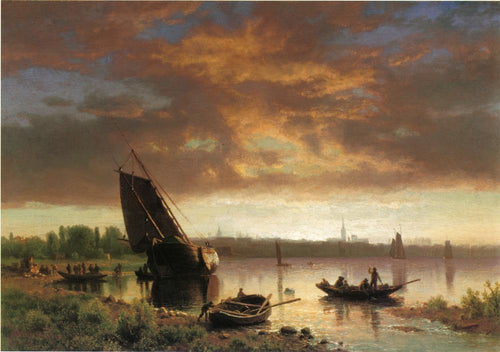 Harbor Scene (Albert Bierstadt) - Reprodução com Qualidade Museu