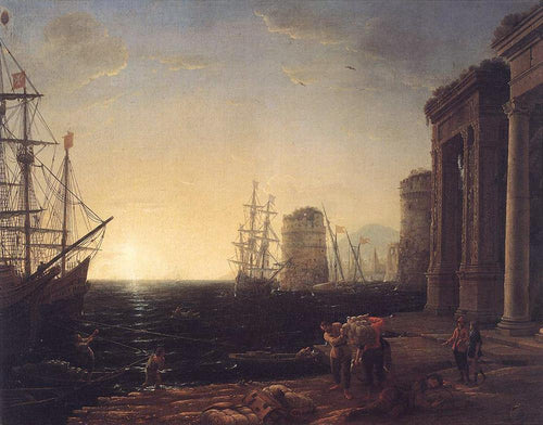 Harbor At Sunset (Claude Lorrain) - Reprodução com Qualidade Museu