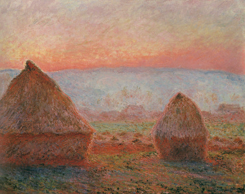 Monte de feno em Giverny The Evening Sun (Claude Monet) - Reprodução com Qualidade Museu