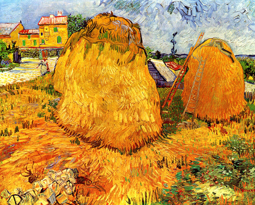 Palheiros na Provença (Vincent Van Gogh) - Reprodução com Qualidade Museu