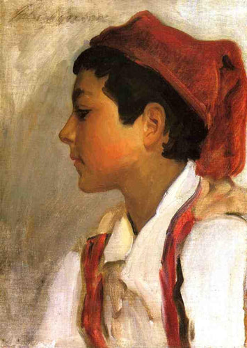 Cabeça de um menino napolitano em perfil (John Singer Sargent) - Reprodução com Qualidade Museu
