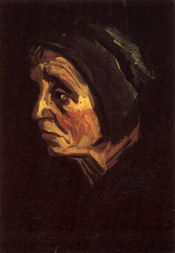 Cabeça de uma velha camponesa com um capuz escuro (Vincent Van Gogh) - Reprodução com Qualidade Museu
