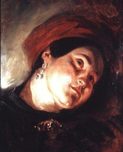 Cabeça de uma mulher em um turbante vermelho (Eugene Delacroix) - Reprodução com Qualidade Museu