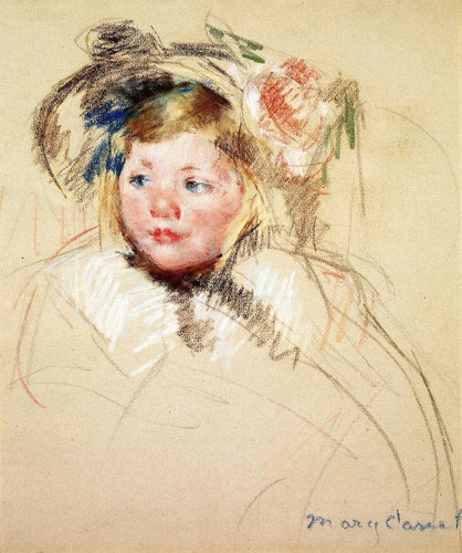 Cabeça de Sara em um boné olhando para a esquerda (Mary Cassatt) - Reprodução com Qualidade Museu