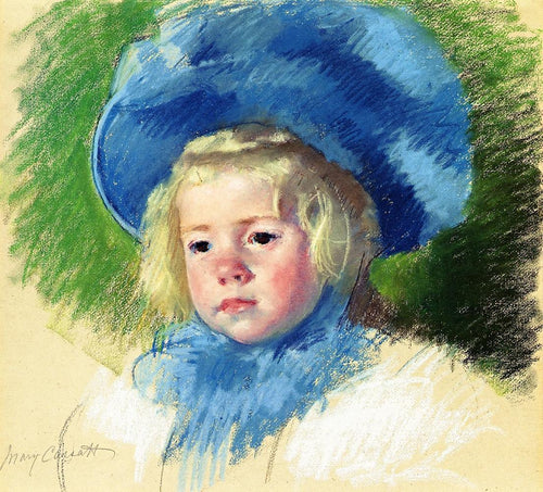 Cabeça de Simone com um grande chapéu de plumas, olhando para a esquerda (Mary Cassatt) - Reprodução com Qualidade Museu
