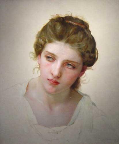 Estudo de cabeça de mulher loira com rosto (William-Adolphe Bouguereau) - Reprodução com Qualidade Museu