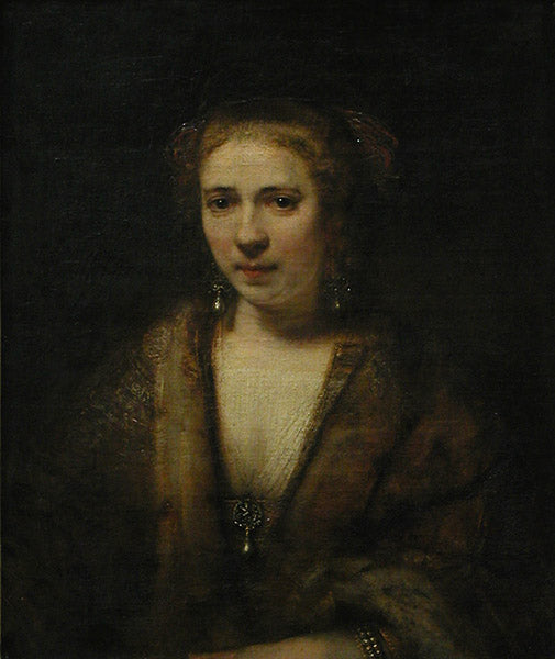 Retrato de Hendrickje Stoffels com uma boina de veludo (Rembrandt) - Reprodução com Qualidade Museu