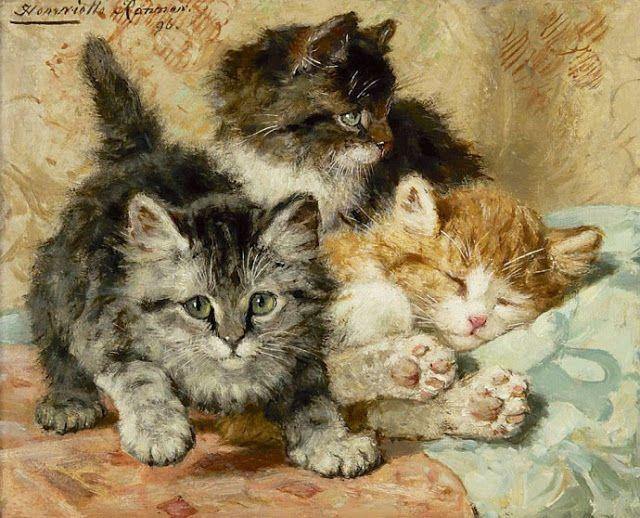 Melhores amigos (Henriette Ronner-Knip) - Reprodução com Qualidade Museu