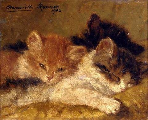 Os gatinhos dormindo (Henriette Ronner-Knip) - Reprodução com Qualidade Museu
