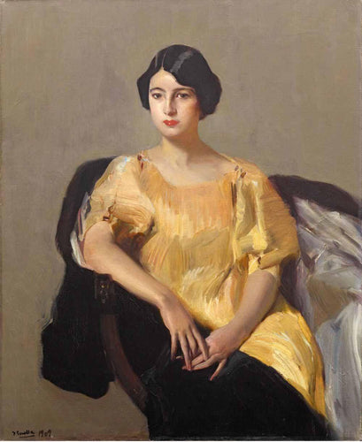Elena em uma túnica amarela (Joaquin Sorolla) - Reprodução com Qualidade Museu