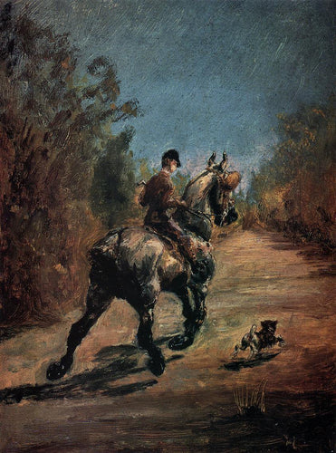 Cavalo e cavaleiro com um cachorrinho (Henri de Toulouse-Lautrec) - Reprodução com Qualidade Museu
