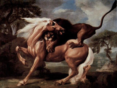 Cavalo atacado por um leão