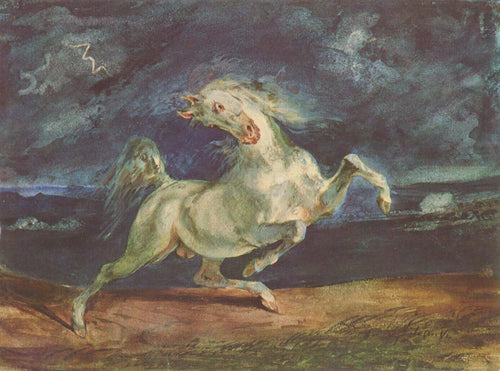 Cavalo assustado com uma tempestade (Eugene Delacroix) - Reprodução com Qualidade Museu