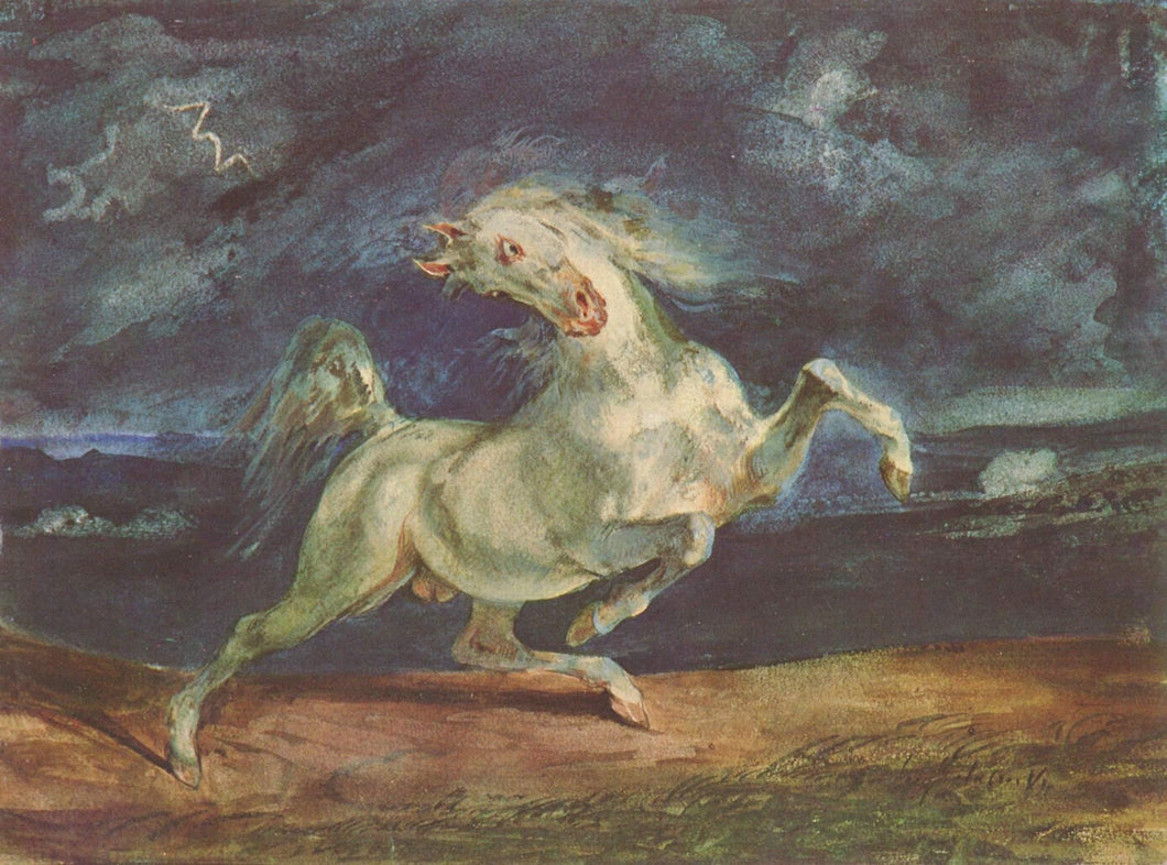 Cavalo assustado com uma tempestade (Eugene Delacroix) - Reprodução com Qualidade Museu