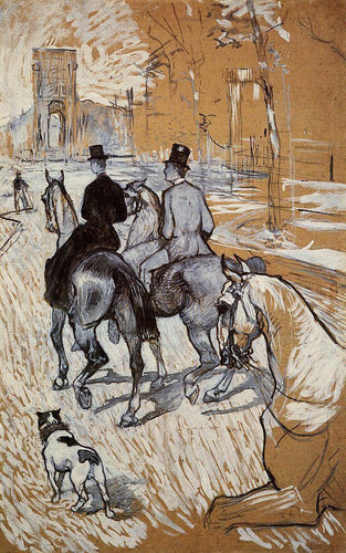 Cavaleiros cavalgando no Bois de Boulogne (Henri de Toulouse-Lautrec) - Reprodução com Qualidade Museu